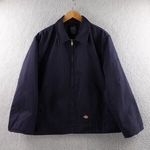 Dickies Men's Navy Blue Work Jacket Quilted Lined Utility Size L Outdoor